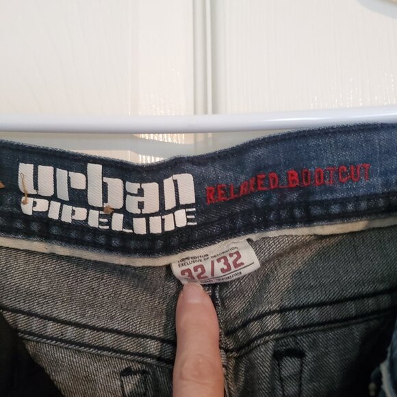 Urban Pipeline Relaxed Bootcut Jeans 32 x 32 dark blue black wash - Picture 2 of 4